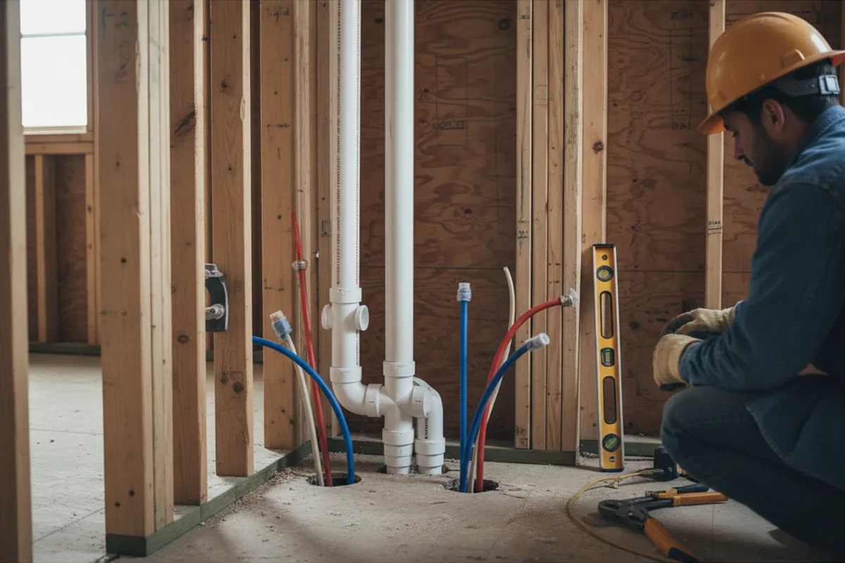Drain and supply rough-in during Toilet Repair and Installation in Ambridge