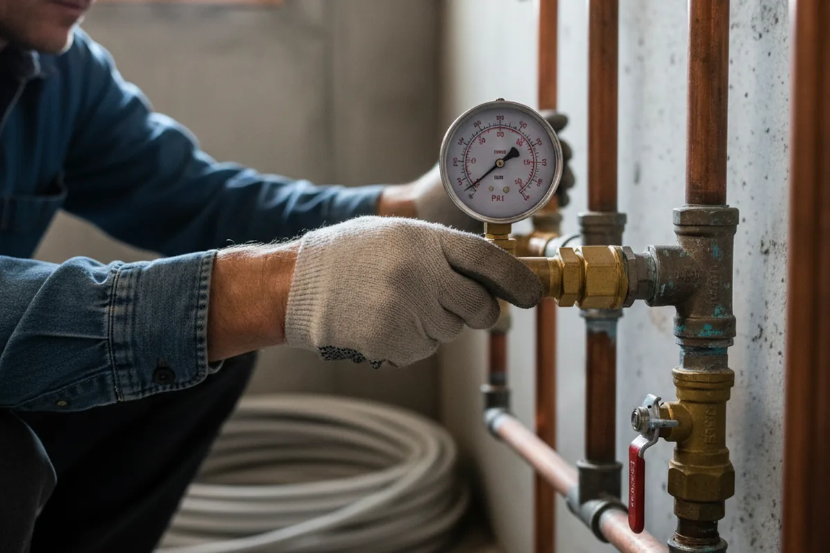 Pressure testing a repaired line during Water Line Repair in Ambridge